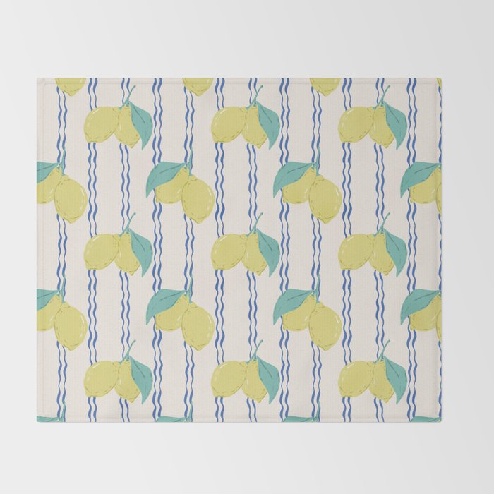 Lemons with Wavy Stripe Throw Blanket Gallery Image 2
