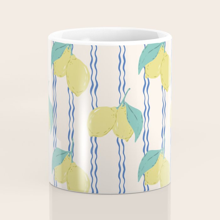 Lemons with Wavy Stripe Coffee Mug Gallery Image 4
