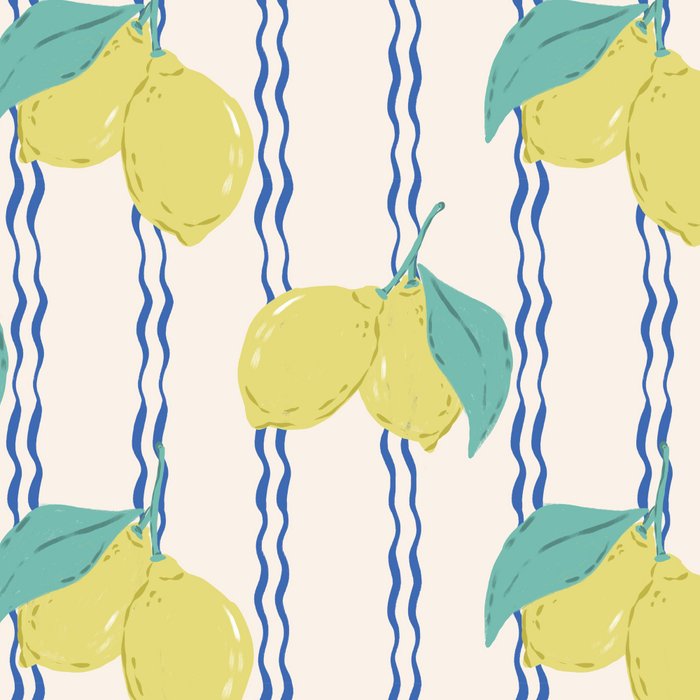 Lemons with Wavy Stripe Coffee Mug Gallery Image 2
