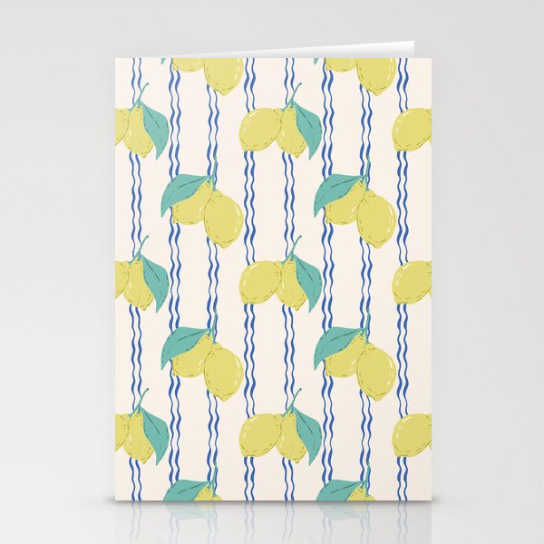 Lemons with Wavy Stripe Stationery Card Gallery Image 2