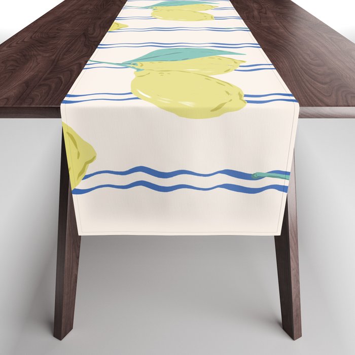 Lemons with Wavy Stripe Table Runner Gallery Image 1