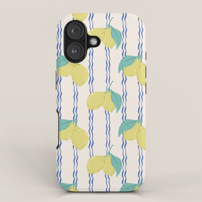 Lemons with Wavy Stripe iPhone Case Gallery Image 1