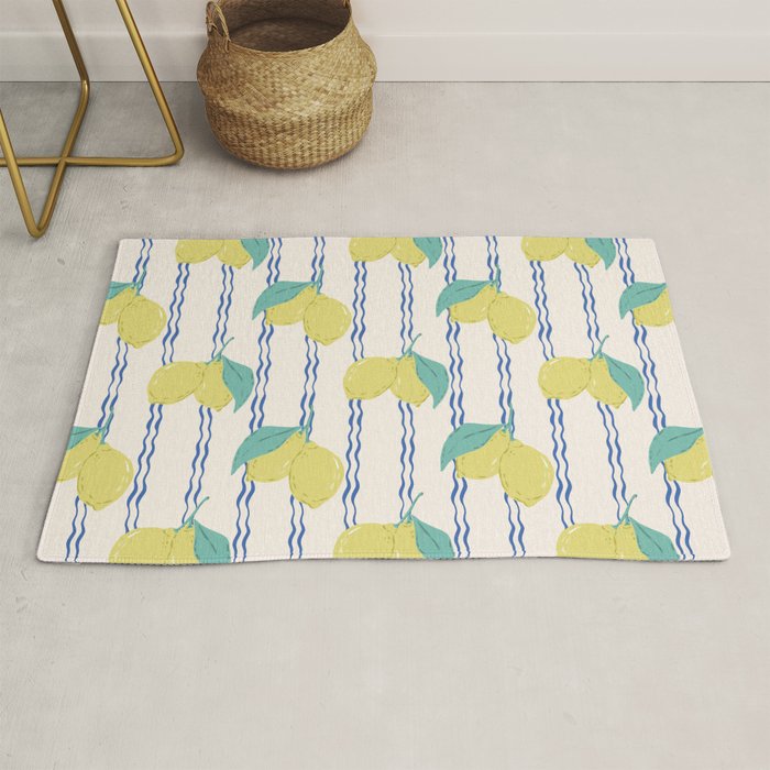 Lemons with Wavy Stripe Rug Gallery Image 1