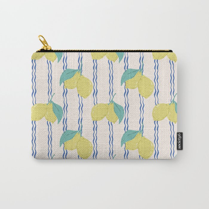 Lemons with Wavy Stripe Carry All Pouch Gallery Image 1