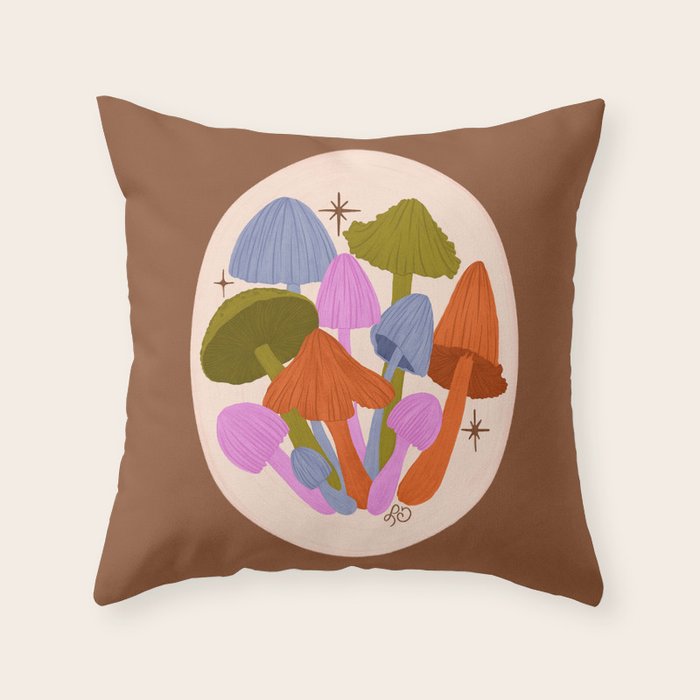Fun and Funky Mushrooms Throw Pillow Gallery Image 6