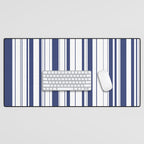 Minimalist Era - White & Indigo Blue Stripe Asymmetrical Desk Mat Gallery Image 1