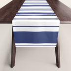 Minimalist Era - White & Indigo Blue Stripe Asymmetrical Table Runner Gallery Image 1