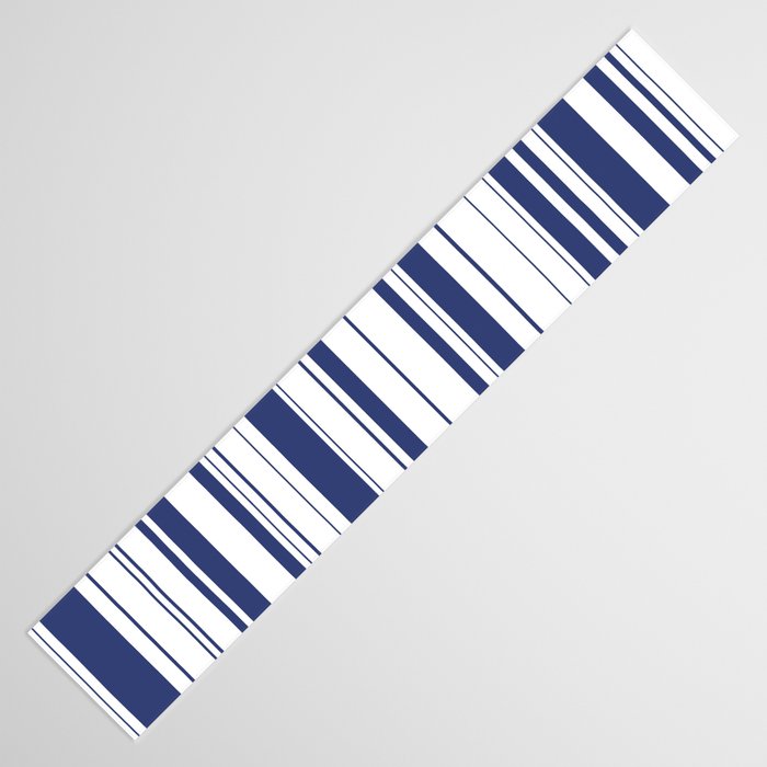Minimalist Era - White & Indigo Blue Stripe Asymmetrical Table Runner Gallery Image 3
