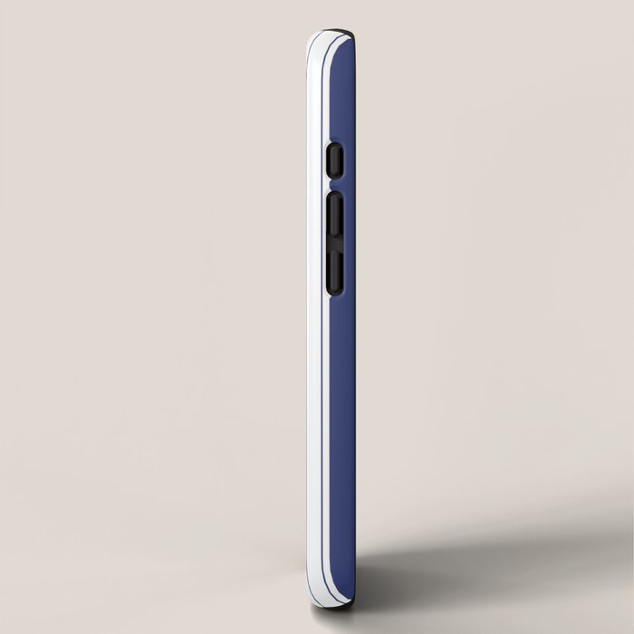 Minimalist Era - White & Indigo Blue Stripe Asymmetrical iPhone Case Gallery Image 2