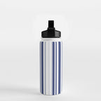 Minimalist Era - White & Indigo Blue Stripe Asymmetrical Water Bottle Gallery Image 2