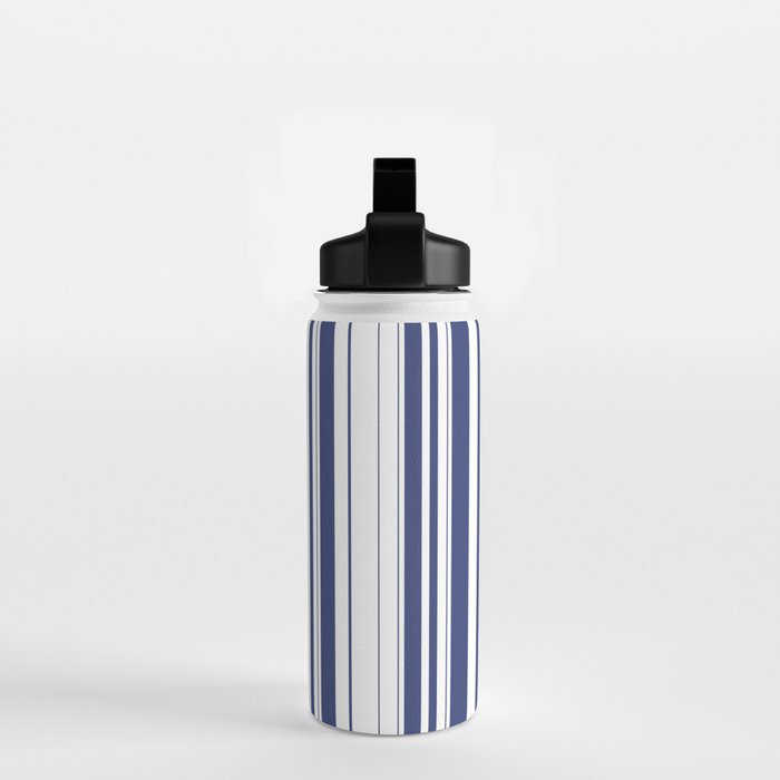 Minimalist Era - White & Indigo Blue Stripe Asymmetrical Water Bottle Gallery Image 2