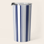 Minimalist Era - White & Indigo Blue Stripe Asymmetrical Travel Mug Gallery Image 3