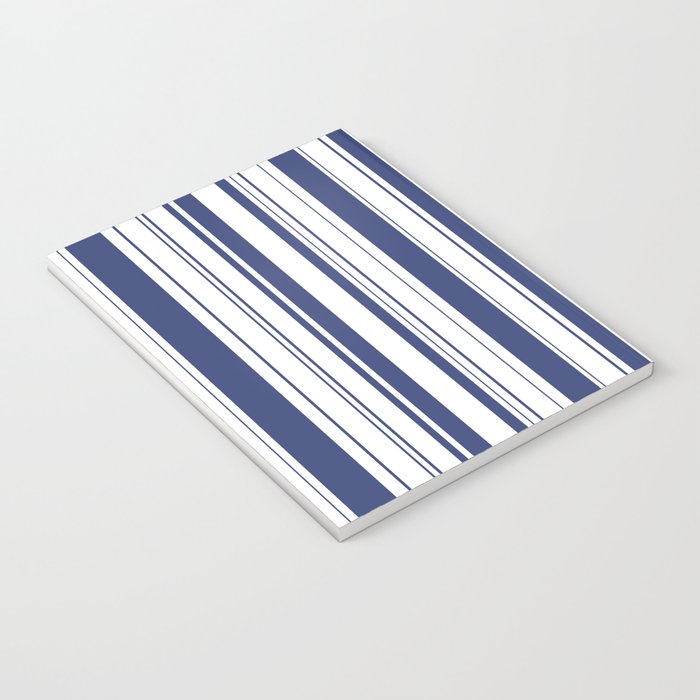 Minimalist Era - White & Indigo Blue Stripe Asymmetrical Notebook Gallery Image 3