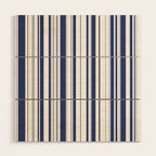Minimalist Era - White & Indigo Blue Stripe Asymmetrical Wood Wall Art Gallery Image 1