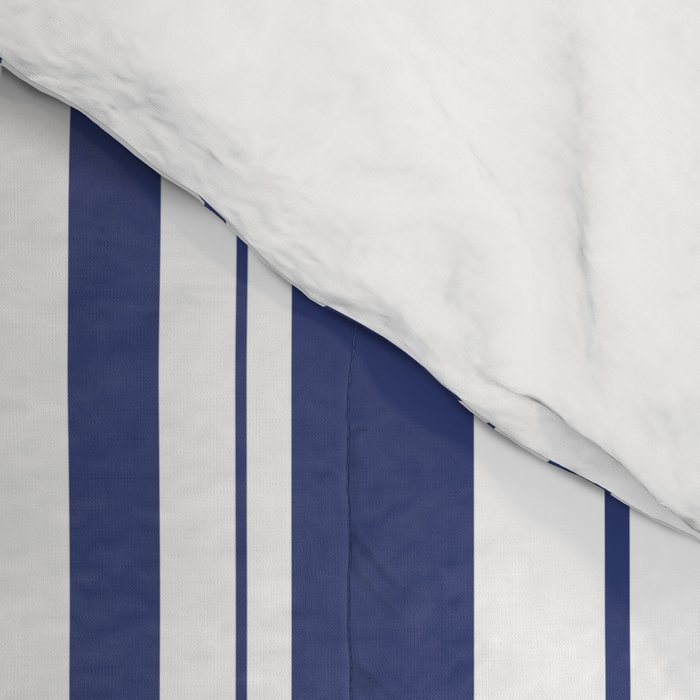 Minimalist Era - White & Indigo Blue Stripe Asymmetrical Comforter Gallery Image 4