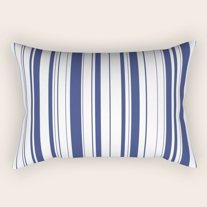 Minimalist Era - White & Indigo Blue Stripe Asymmetrical Rectangular Pillow Gallery Image 2