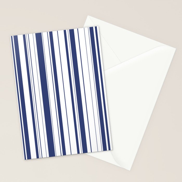 Minimalist Era - White & Indigo Blue Stripe Asymmetrical Stationery Card Gallery Image 2