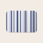 Minimalist Era - White & Indigo Blue Stripe Asymmetrical Bath Mat Gallery Image 1