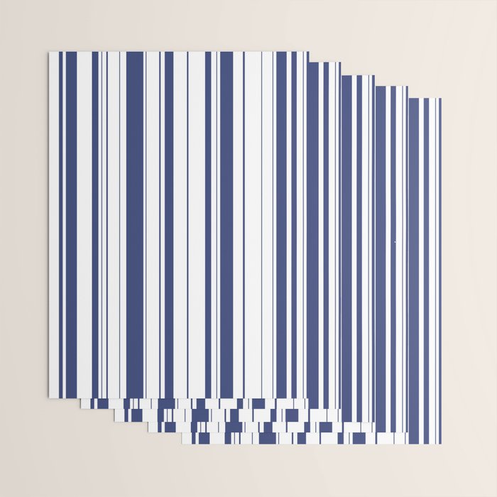 Minimalist Era - White & Indigo Blue Stripe Asymmetrical Wrapping Paper Gallery Image 3