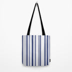 Minimalist Era - White & Indigo Blue Stripe Asymmetrical Tote Bag Gallery Image 2