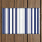 Minimalist Era - White & Indigo Blue Stripe Asymmetrical Outdoor Rug Gallery Image 1