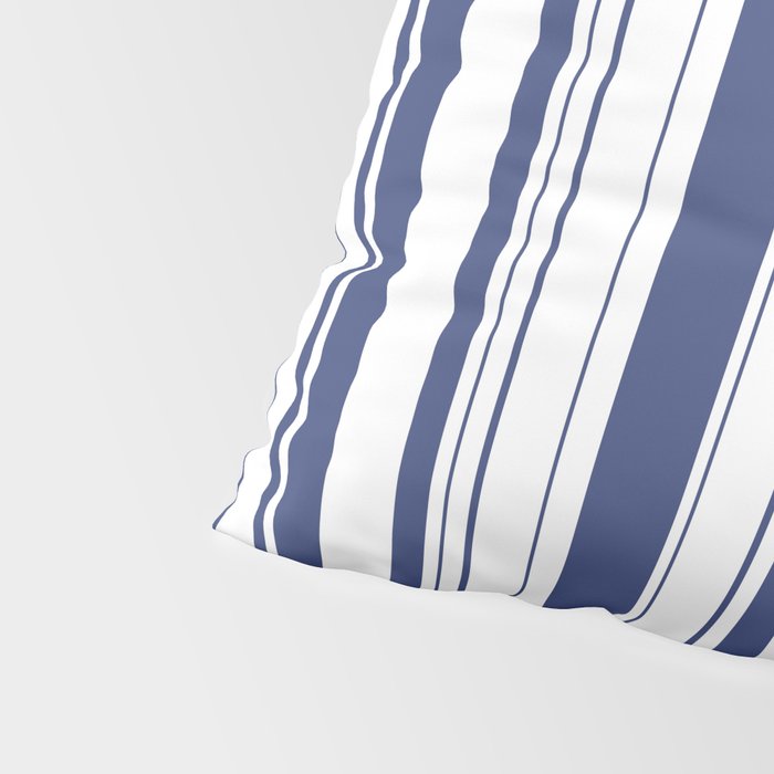 Minimalist Era - White & Indigo Blue Stripe Asymmetrical Pillow Sham Gallery Image 4