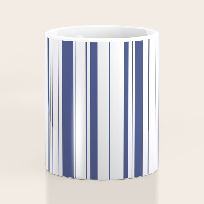 Minimalist Era - White & Indigo Blue Stripe Asymmetrical Coffee Mug Gallery Image 4