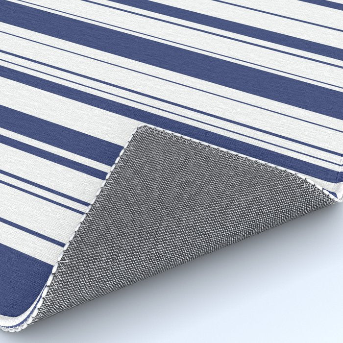 Minimalist Era - White & Indigo Blue Stripe Asymmetrical Rug Gallery Image 4