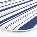 Minimalist Era - White & Indigo Blue Stripe Asymmetrical Bath Mat Gallery Image 3