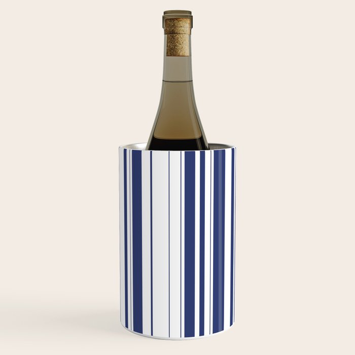 Minimalist Era - White & Indigo Blue Stripe Asymmetrical Wine Chiller Gallery Image 3