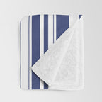 Minimalist Era - White & Indigo Blue Stripe Asymmetrical Throw Blanket Gallery Image 3