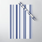 Minimalist Era - White & Indigo Blue Stripe Asymmetrical Wrapping Paper Gallery Image 1