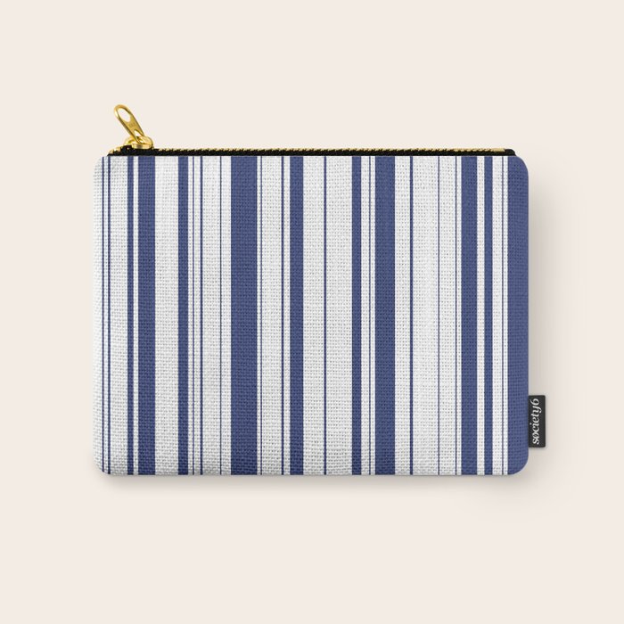 Minimalist Era - White & Indigo Blue Stripe Asymmetrical Carry All Pouch Gallery Image 1