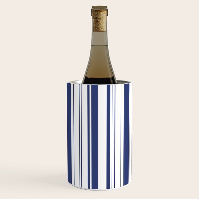 Minimalist Era - White & Indigo Blue Stripe Asymmetrical Wine Chiller Gallery Image 2