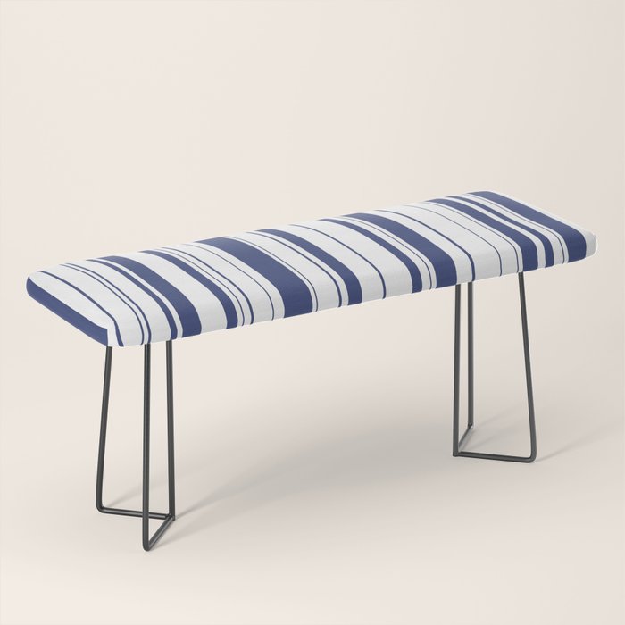 Minimalist Era - White & Indigo Blue Stripe Asymmetrical Bench Gallery Image 1