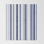 Minimalist Era - White & Indigo Blue Stripe Asymmetrical Throw Blanket Gallery Image 2