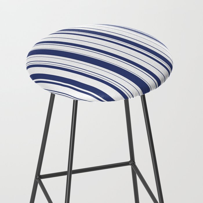 Minimalist Era - White & Indigo Blue Stripe Asymmetrical Stool Gallery Image 2
