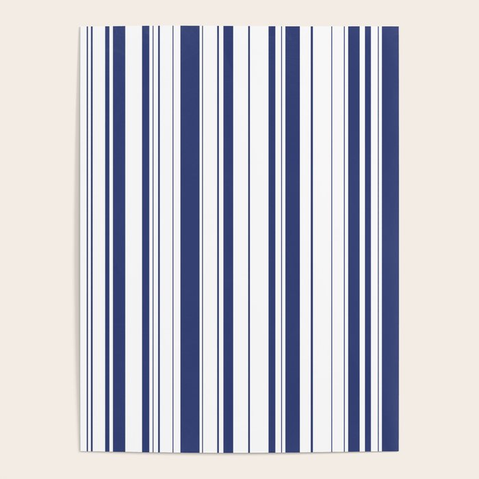 Minimalist Era - White & Indigo Blue Stripe Asymmetrical Poster Gallery Image 1