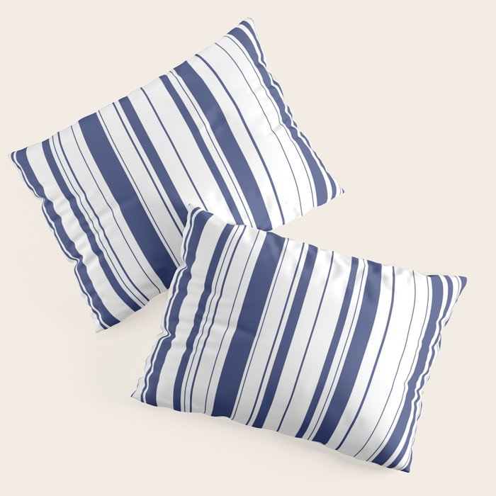 Minimalist Era - White & Indigo Blue Stripe Asymmetrical Pillow Sham Gallery Image 1