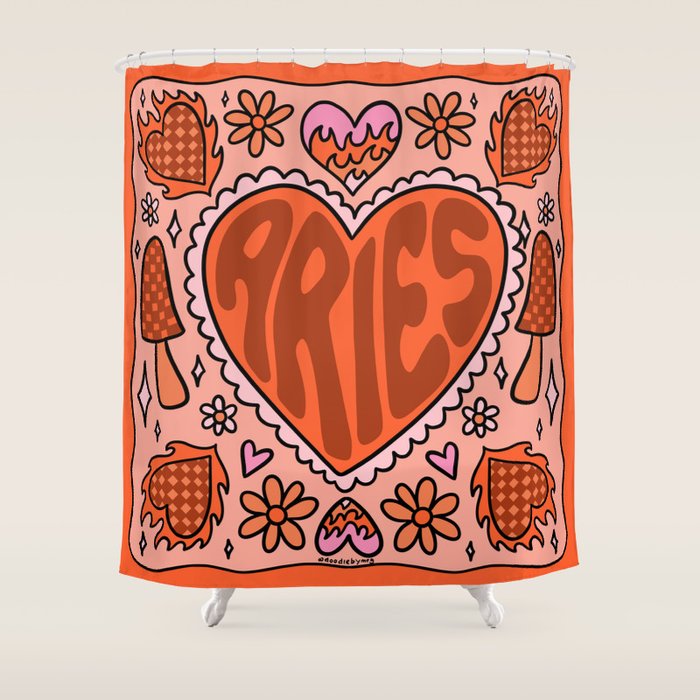 Aries Heart Shower Curtain Gallery Image 1