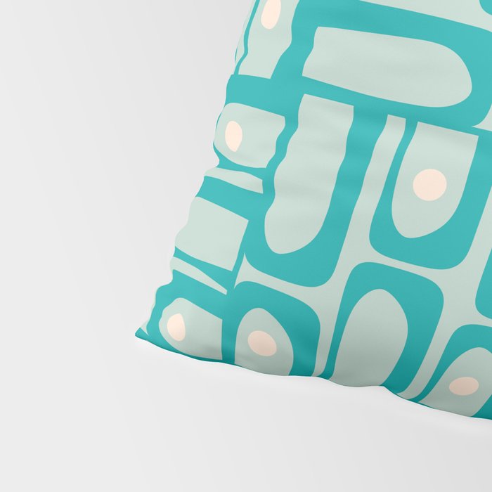 Mid Century Modern Piquet Multi Abstract Geometric Pattern in Teal Aqua Pillow Sham Gallery Image 4