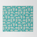 Mid Century Modern Piquet Multi Abstract Geometric Pattern in Teal Aqua Throw Blanket Gallery Image 2