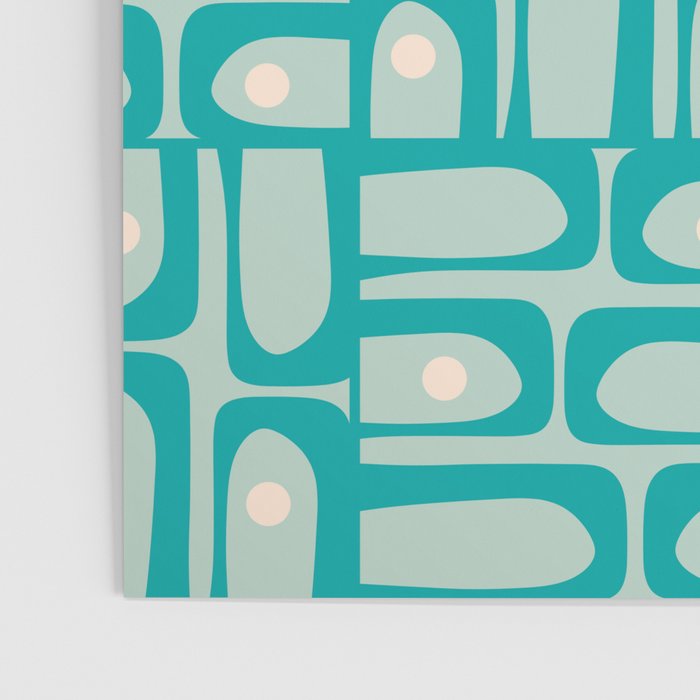 Mid Century Modern Piquet Multi Abstract Geometric Pattern in Teal Aqua Poster Gallery Image 3