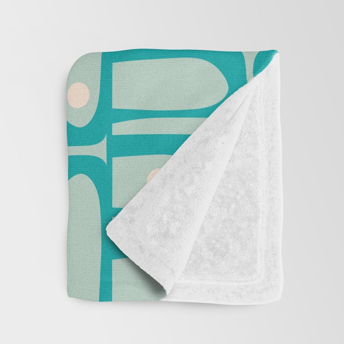Mid Century Modern Piquet Multi Abstract Geometric Pattern in Teal Aqua Throw Blanket Gallery Image 3