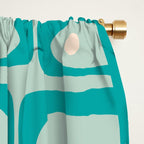 Mid Century Modern Piquet Multi Abstract Geometric Pattern in Teal Aqua Window Curtain Gallery Image 2