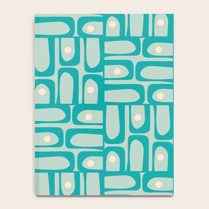 Mid Century Modern Piquet Multi Abstract Geometric Pattern in Teal Aqua Notebook Gallery Image 4