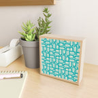 Mid Century Modern Piquet Multi Abstract Geometric Pattern in Teal Aqua Mini Art Print Gallery Image 2