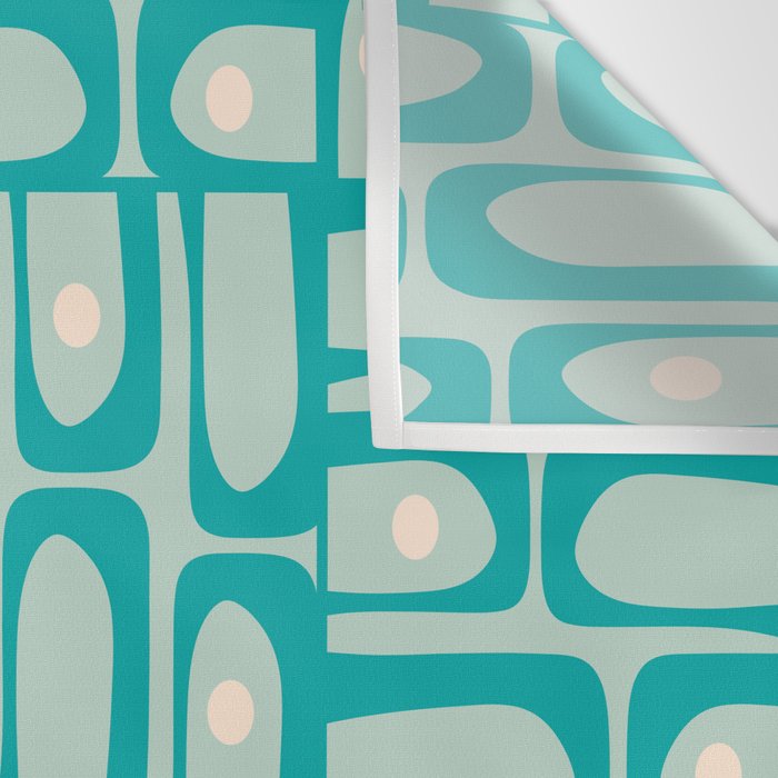 Mid Century Modern Piquet Multi Abstract Geometric Pattern in Teal Aqua Wall Tapestry Gallery Image 3