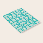 Mid Century Modern Piquet Multi Abstract Geometric Pattern in Teal Aqua Notebook Gallery Image 2