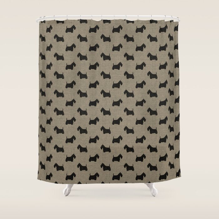 Scottish Terrier | Black Scottie Dog Silhouette Shower Curtain Gallery Image 1